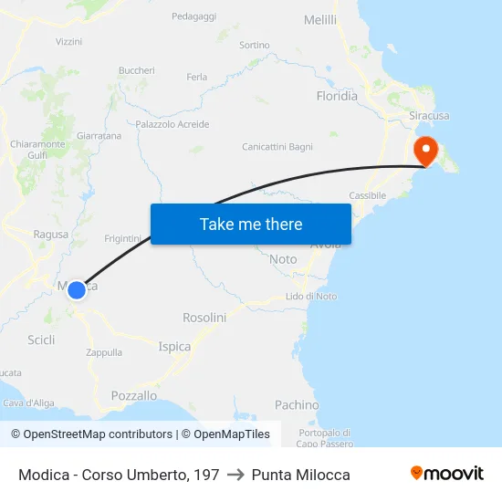Modica - Corso Umberto, 197 to Punta Milocca map