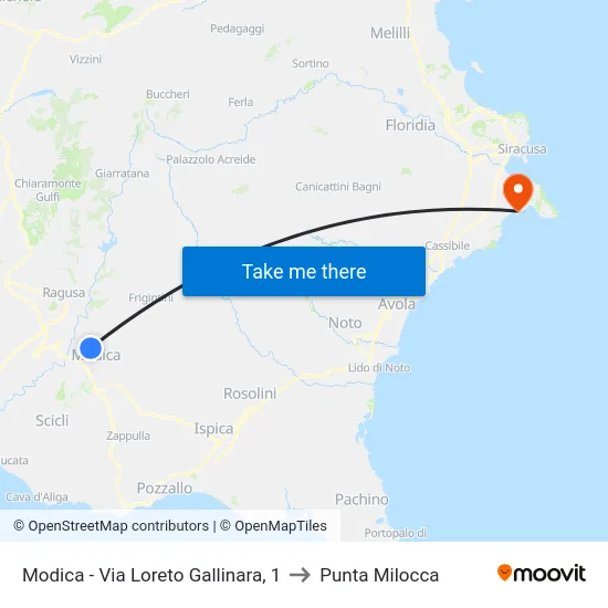 Modica - Via Loreto Gallinara, 1 to Punta Milocca map
