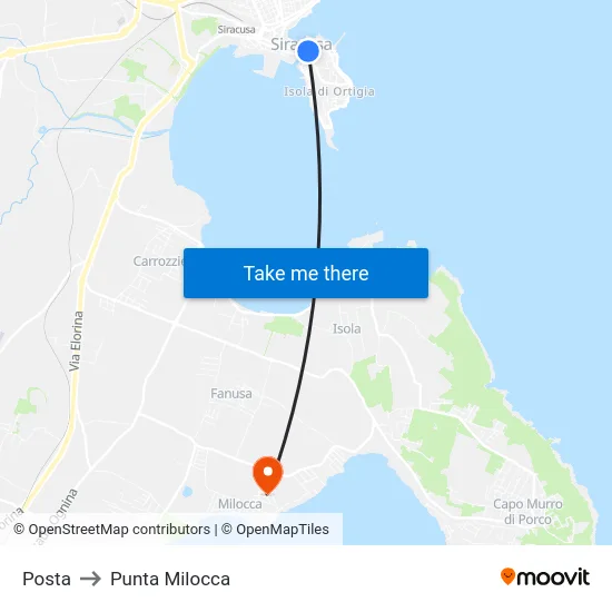 Posta to Punta Milocca map