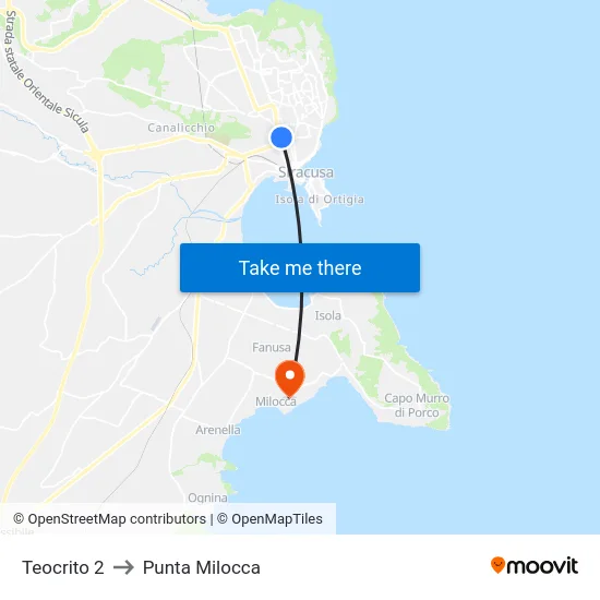 Teocrito 2 to Punta Milocca map