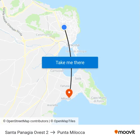 Santa Panagia Ovest 2 to Punta Milocca map