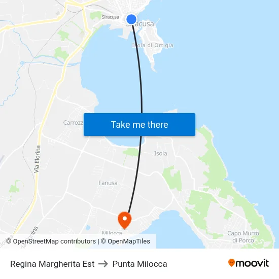 Regina Margherita Est to Punta Milocca map