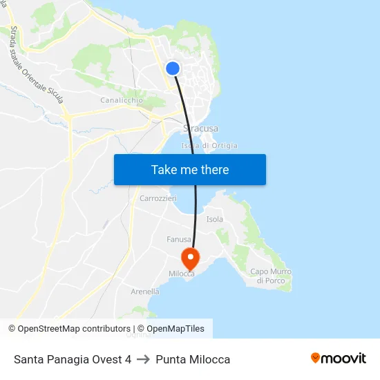 Santa Panagia Ovest 4 to Punta Milocca map