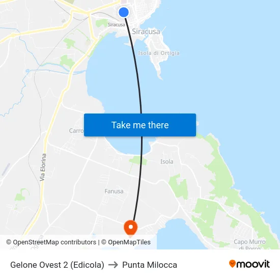 Gelone Ovest 2 (Edicola) to Punta Milocca map