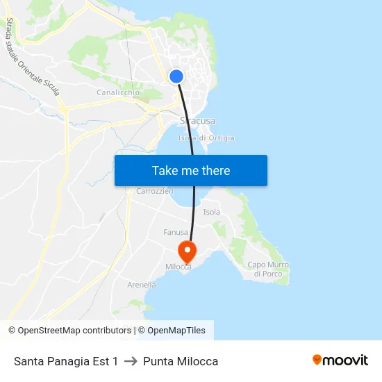 Santa Panagia Est 1 to Punta Milocca map