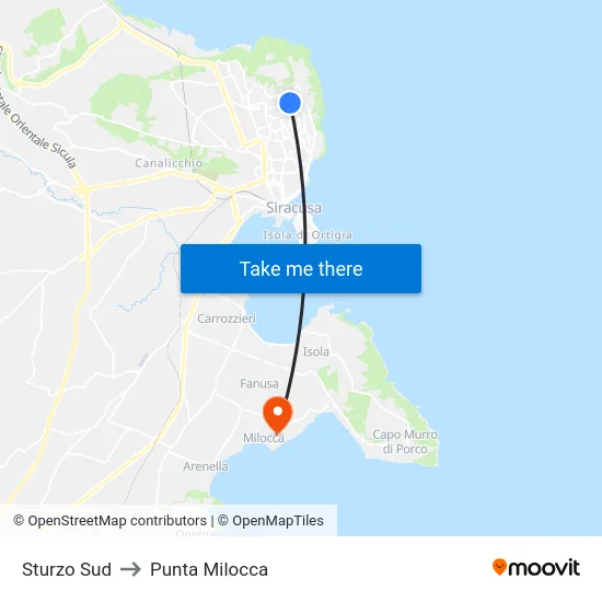 Sturzo Sud to Punta Milocca map