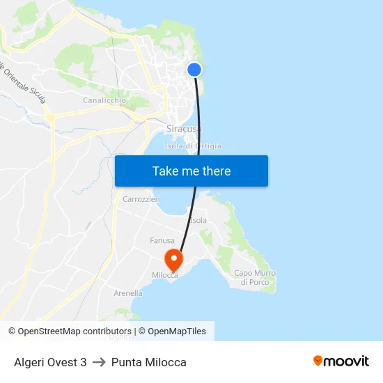 Algeri Ovest 3 to Punta Milocca map