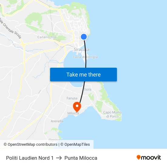 Politi Laudien Nord 1 to Punta Milocca map