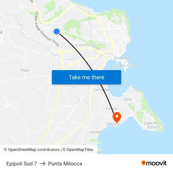 Epipoli Sud 7 to Punta Milocca map
