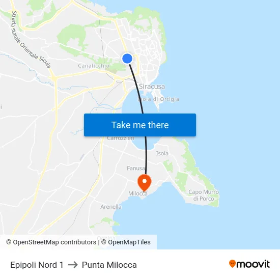 Epipoli Nord 1 to Punta Milocca map