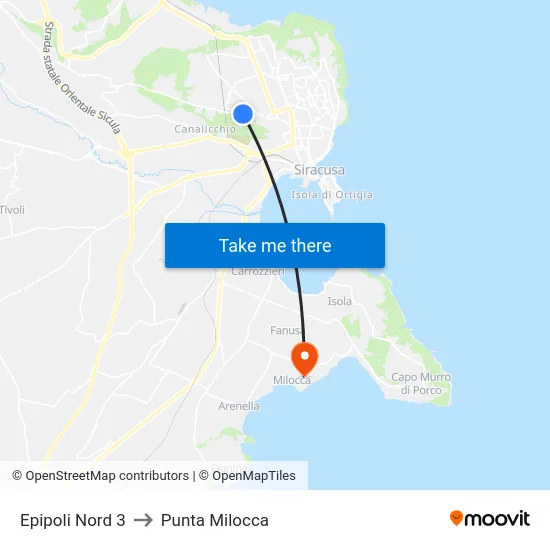 Epipoli Nord 3 to Punta Milocca map