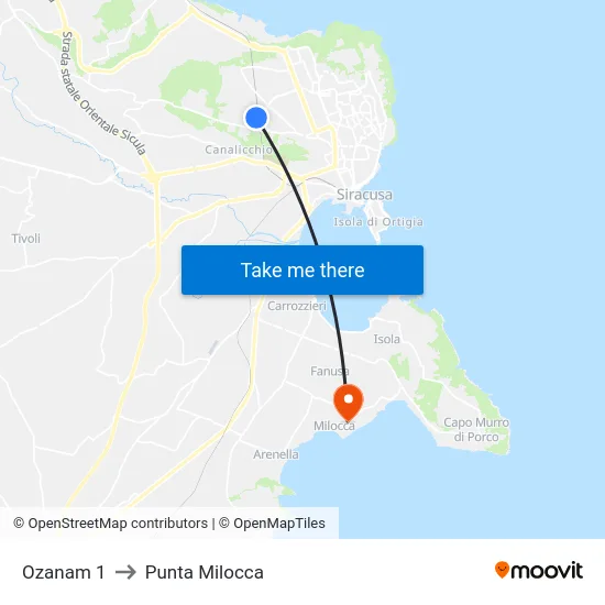 Ozanam 1 to Punta Milocca map