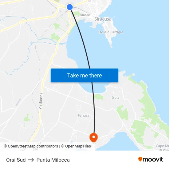 Orsi Sud to Punta Milocca map