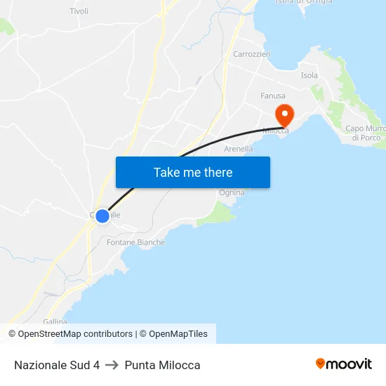 Nazionale Sud 4 to Punta Milocca map