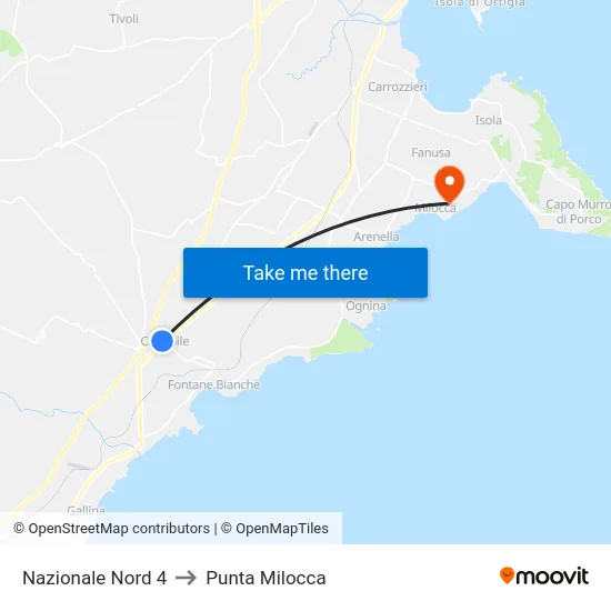 Nazionale Nord 4 to Punta Milocca map
