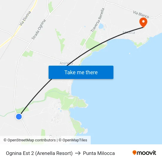 Ognina Est 2 (Arenella Resort) to Punta Milocca map
