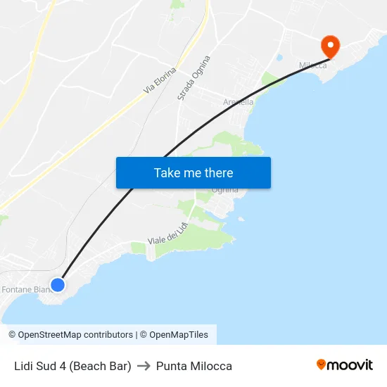 Lidi Sud 4 (Beach Bar) to Punta Milocca map