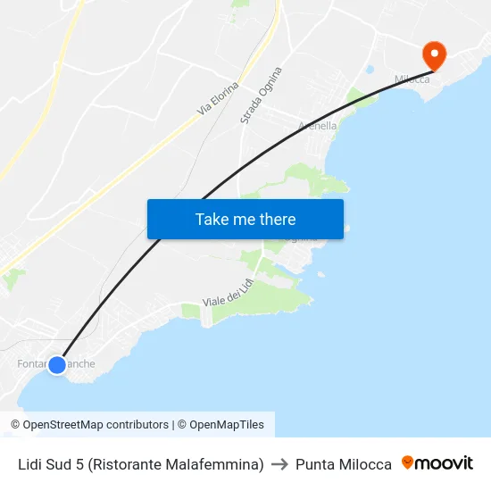 Lidi Sud 5 (Ristorante Malafemmina) to Punta Milocca map