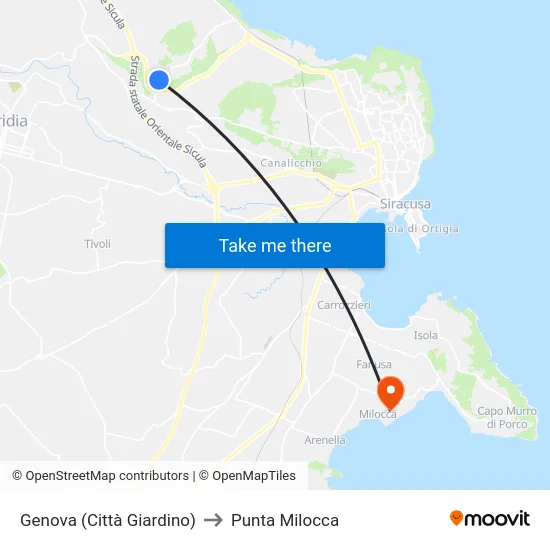 Genova (Città Giardino) to Punta Milocca map