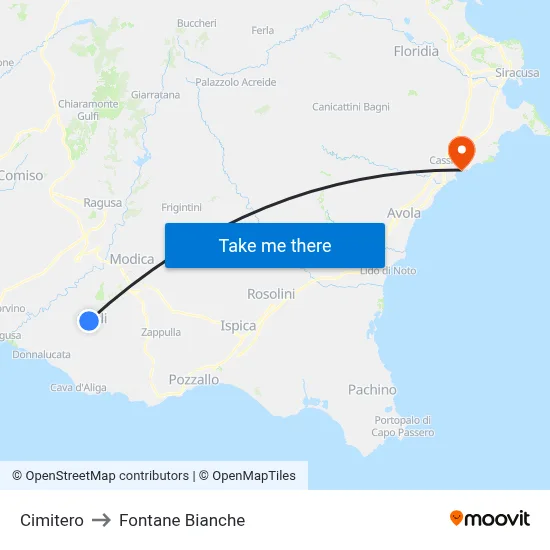 Cimitero to Fontane Bianche map