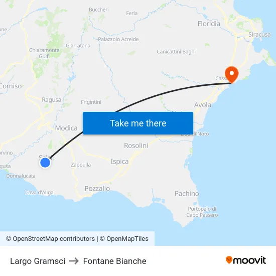 Largo Gramsci to Fontane Bianche map