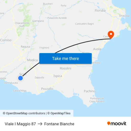 Viale I Maggio 87 to Fontane Bianche map