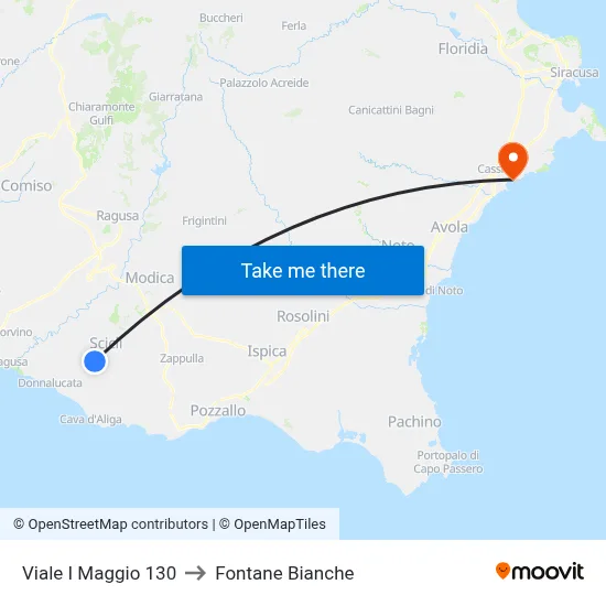 Viale I Maggio 130 to Fontane Bianche map