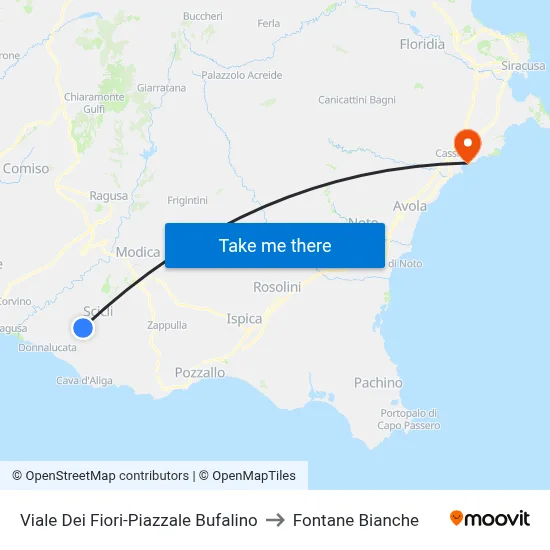Viale Dei Fiori-Bufalino Square to White Fountains map