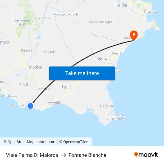 Majorca Palm Avenue to White Fountains map