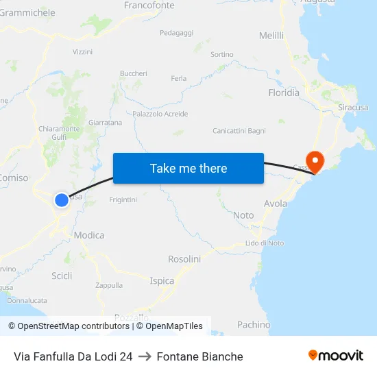 Via Fanfulla Da Lodi 24 to White Fountains map