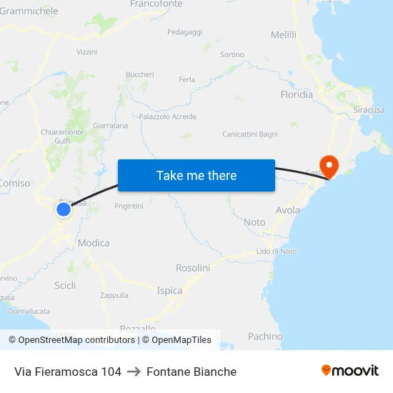 Via Fieramosca 104 to White Fountains map