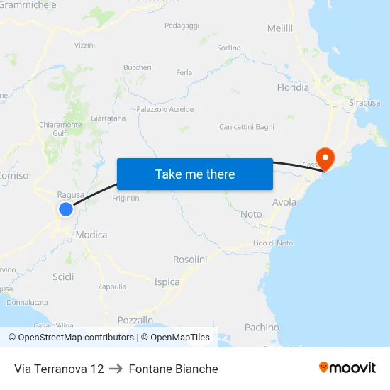Terranova Street 12 to White Fountains map