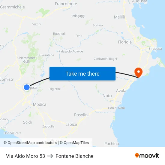 Via Aldo Moro 53 to Fontane Bianche map