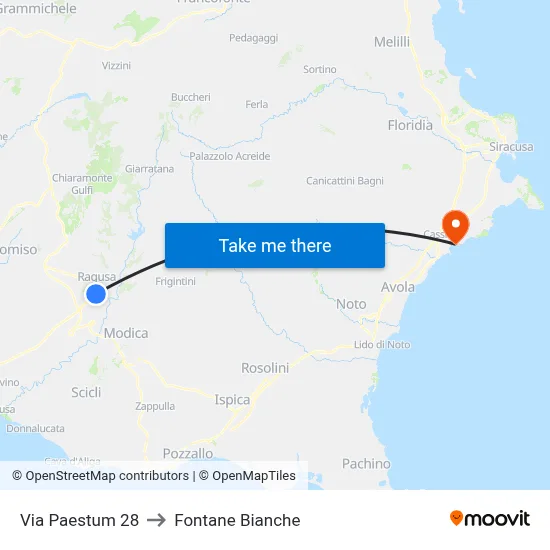 Via Paestum 28 to White Fountains map