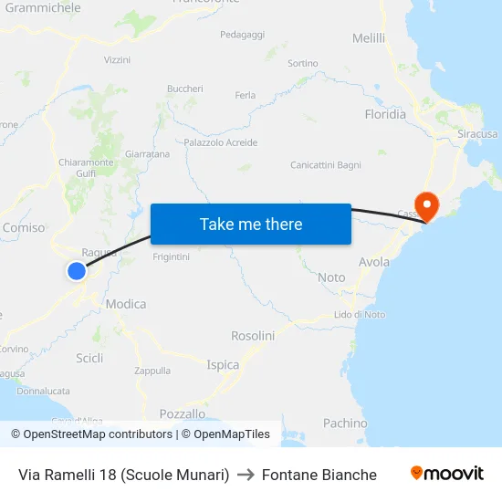 Via Ramelli 18 (Scuole Munari) to Fontane Bianche map