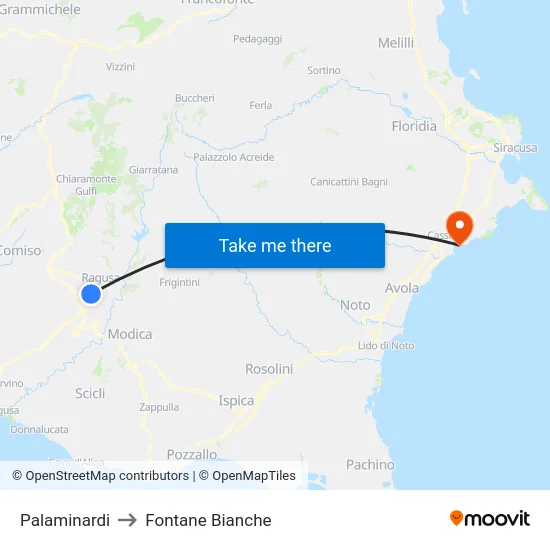 Palaminardi to Fontane Bianche map