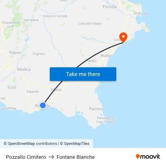 Pozzallo Cemetery to White Fountains map
