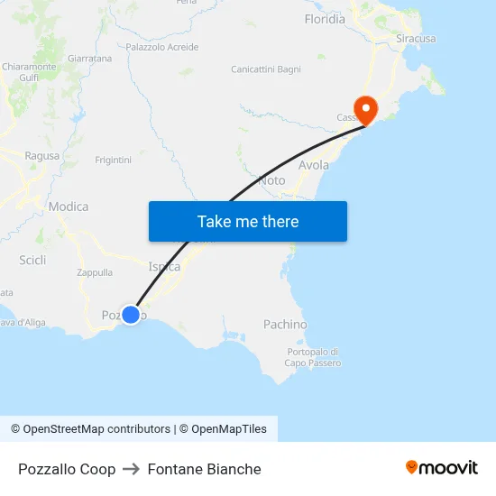 Pozzallo Coop to White Fountains map
