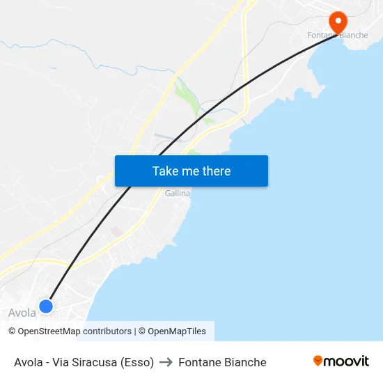 Avola - Siracusa Street (Esso) to White Fountains map