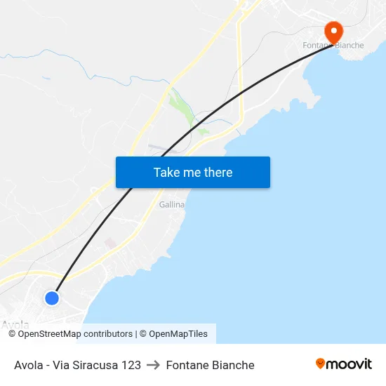 Avola - Via Siracusa 123 to Fontane Bianche map