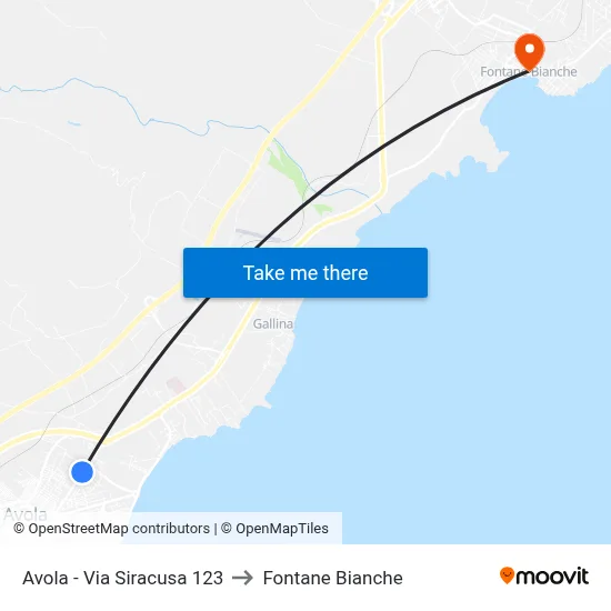 Avola - Syracuse Street 123 to White Fountains map