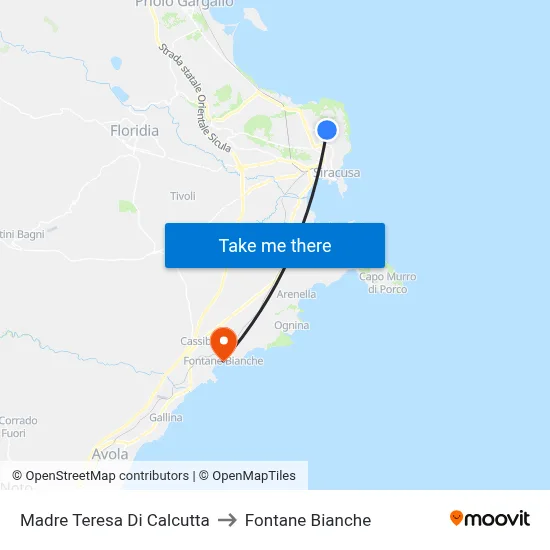 Madre Teresa Di Calcutta to Fontane Bianche map