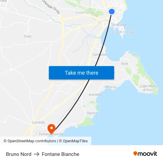 Bruno Nord to Fontane Bianche map