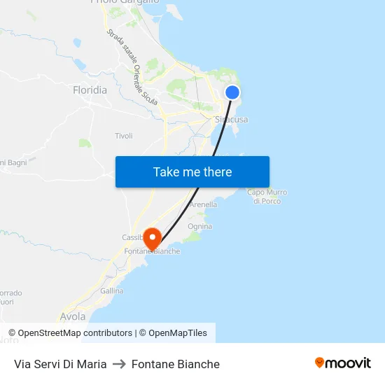 Servi Di Maria Street to White Fountains map