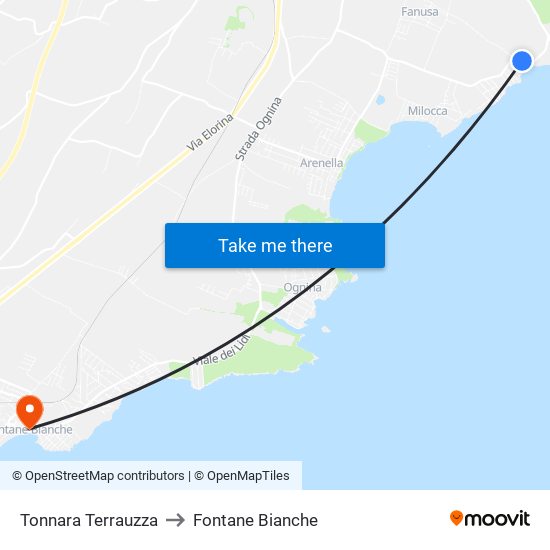 Tonnara Terrauzza to Fontane Bianche map