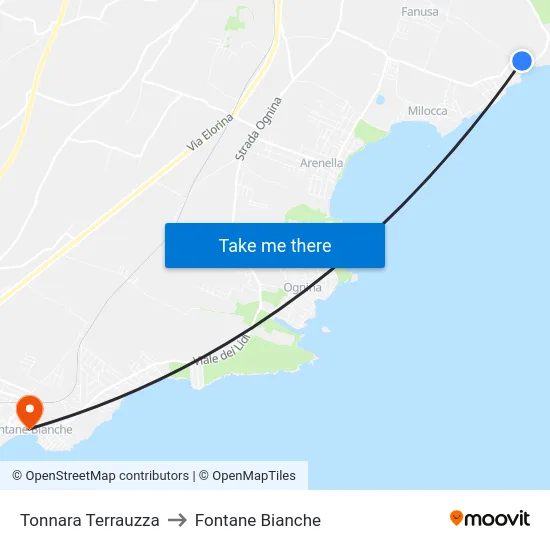 Tonnara Terrauzza to Fontane Bianche map