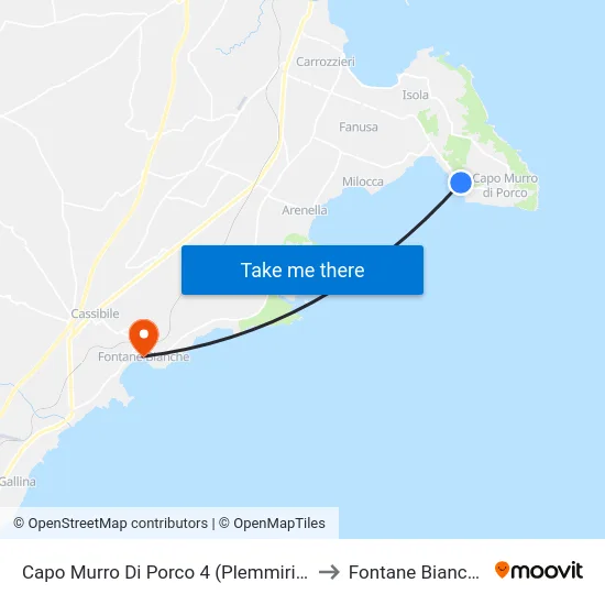 Capo Murro Di Porco 4 (Plemmirio) to Fontane Bianche map
