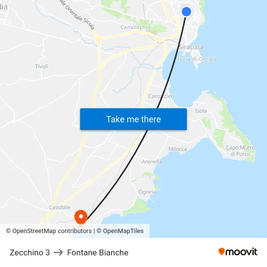 Zecchino 3 to Fontane Bianche map