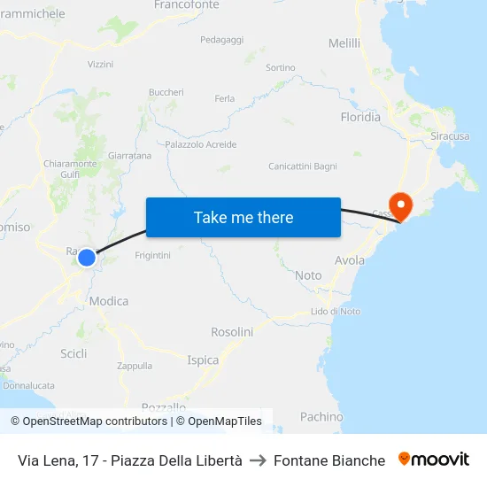Via Lena, 17 - Piazza Della Libertà to Fontane Bianche map