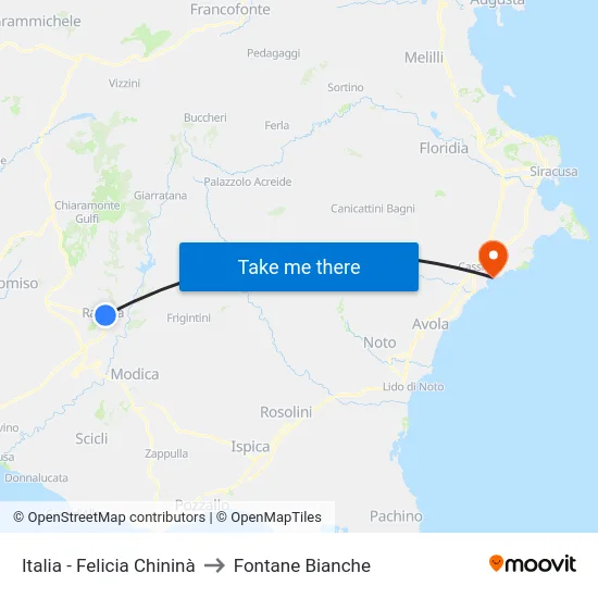 Italia - Felicia Chininà to Fontane Bianche map